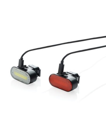 Set luces bicicleta recargables USB plástico reciclado RCS