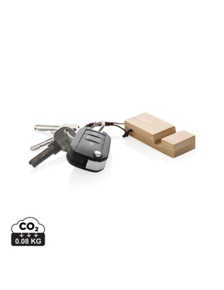 Soporte para teléfono con llavero de bambú Standkey