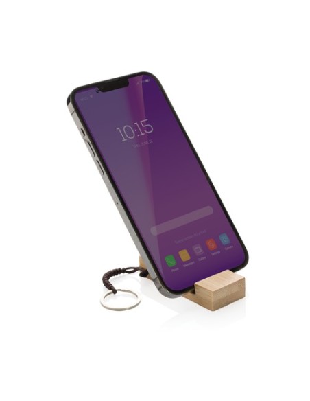 Soporte para teléfono con llavero de bambú Standkey