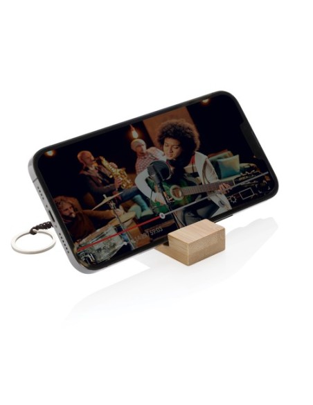 Soporte para teléfono con llavero de bambú Standkey