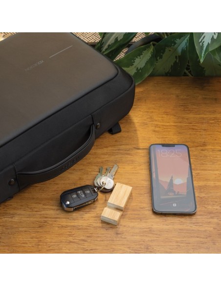 Soporte para teléfono con llavero de bambú Standkey