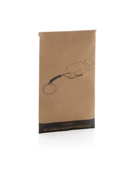 Soporte para teléfono con llavero de bambú Standkey